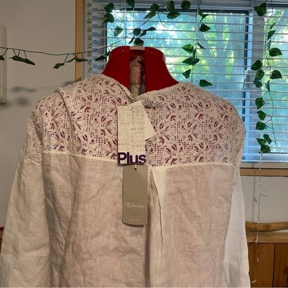 Bellambia White Linen Lace Blouse Cardigan Boho Size 2X - Picture 5 of 9